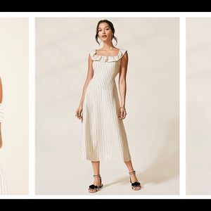 Pinstripe off the shoulder dress Ann Taylor